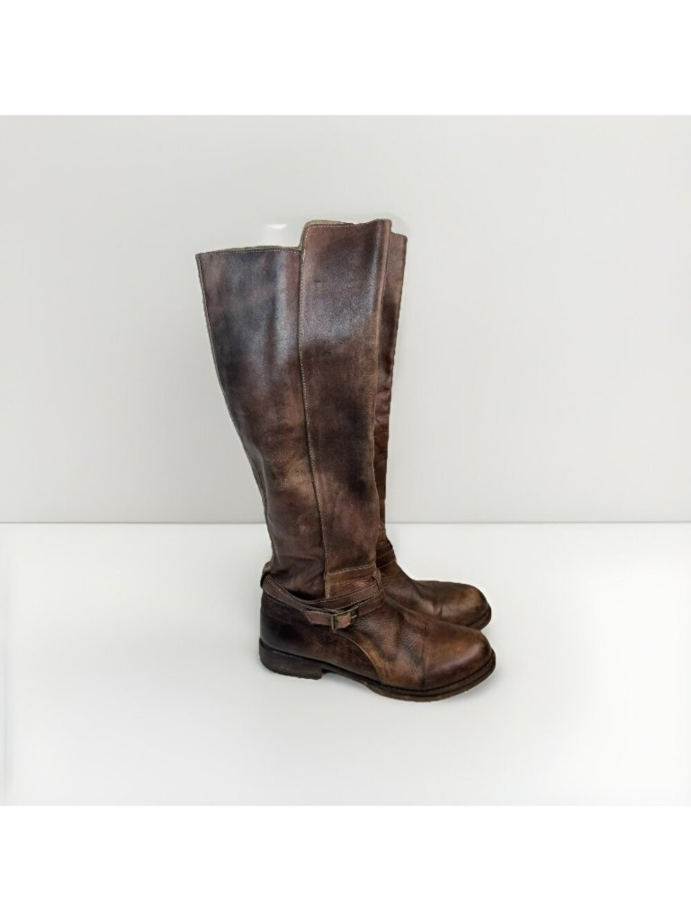 Bed Stu Brown Leather Knee-High Heeled Boots
